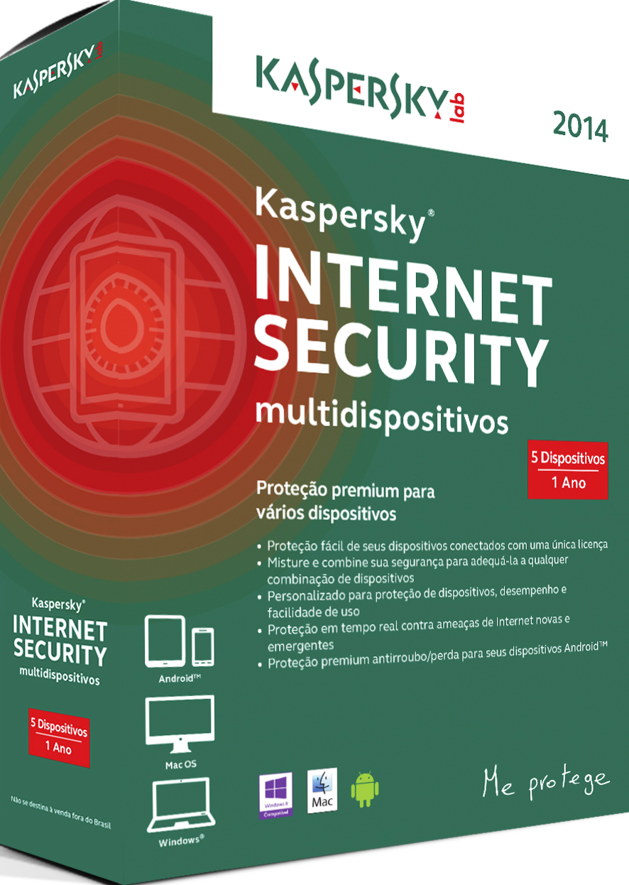 Kaspersky: Kaspersky Internet Security 2014, R$99.90