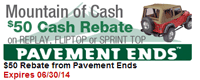 StreetSideAuto: $50 Rebate From Pavement Ends