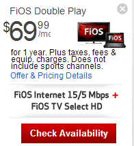Verizon Fios: Verizon FiOS TV + FiOS Internet Double Play For Promotion $69.99/mo