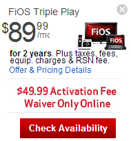 Verizon Fios: Verizon FiOS Triple Play TV + FiOS Internet + Phone - $89.99/mo