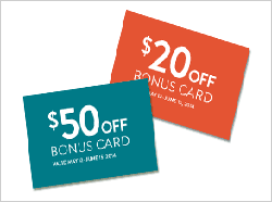 Sunglass Hut: Redem $20 - $50 Sunglass Hut Bonus Cards
