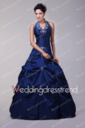 WeddingDressTrend: 10% For Vintage Halter Satin Pick-Ups Blue Prom Dresses