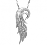 Diamond Delight: Sterling Silver Angel Feather Diamond Pendant Necklace