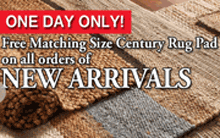 Natural Area Rugs: Free Matching Size Century Rug Pad On All New Arrivals