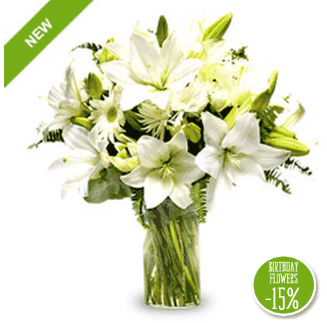 Flora Queen: Pure Emotion: White Lilies & Gerberas