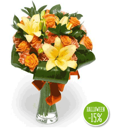 Flora Queen: Orange Passion: Orange Lilies & Roses