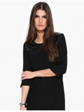 Abaday: Black Three Quarter Length Sleeve Shift Dress