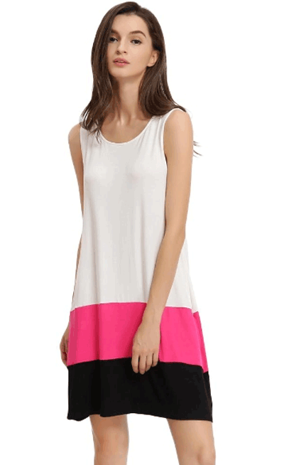 Chicuu: 29% Off Casual Color Block Straps Short Shift Dress