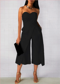 Liligal: 60% Off High Waist Strapless Solid Black Pocket Jumpsuit