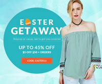Rose Gal: 45% Off  + Axtra $5 Off $50 Easter Getaway Sale
