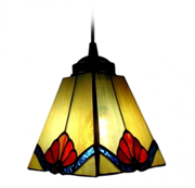 Beautifulhalo: Tawny Tiffany Art Stained Glass Style Mini Pendant Light In Square Shape Shade