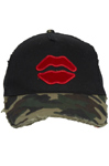 Lauren Moshi: JILLY SML RED MOUTH PATCH CANVAS TRUCKER HAT