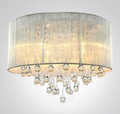 Beautifulhalo: Silver Drum Shade And Rich Crystal Rainfall Flush Mount Chandelier Light