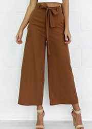 Beautifulhalo: Women's Fashion Elegant Loose Belted Wide Leg  Pants