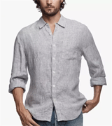 James Perse: 33% Off Long Sleeve Needle Stripe Linen Shirt