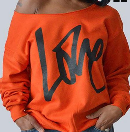 Roaso: Roaso Long Sleeves Letters Printing Orange Hoodies For $21.2