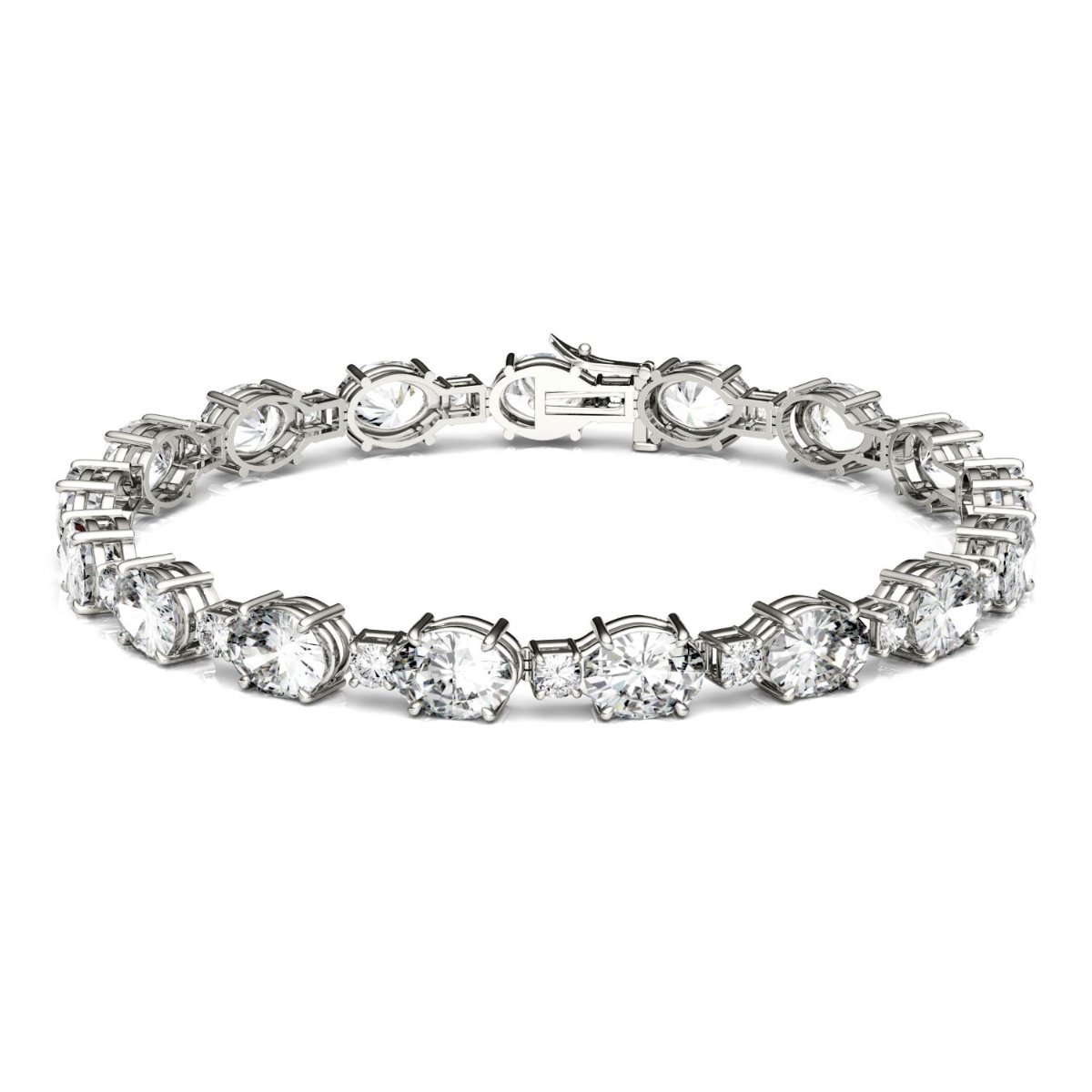 CHARLES & COLVARD: Oval 16.3ctw15.13 DEW Moissainte Tennis Bracelet Bracelet In14K White Gold