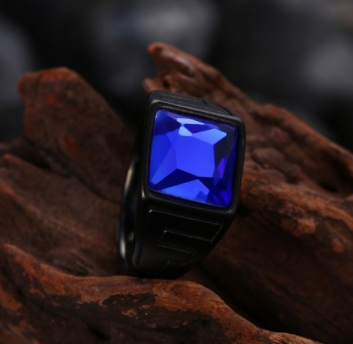 Mobstub: 87% Off - Matte Black Stainless Steel Sapphire Gem Ring