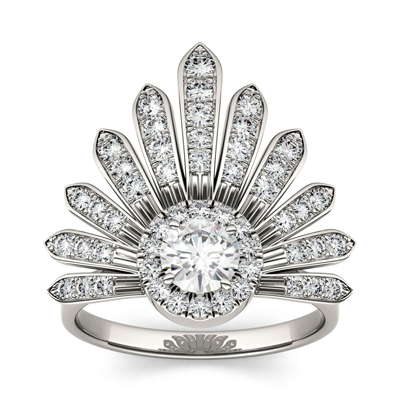 CHARLES & COLVARD: Round Colorless Moissanite Nature Inspired Fashion Ring