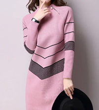 Stylewe: Stand Collar Long Sleeve Midi Dress Only For $56.05