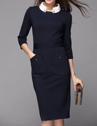 Stylewe: 15% Off Dark Blue Sheath 3/4 Sleeve Midi Dress