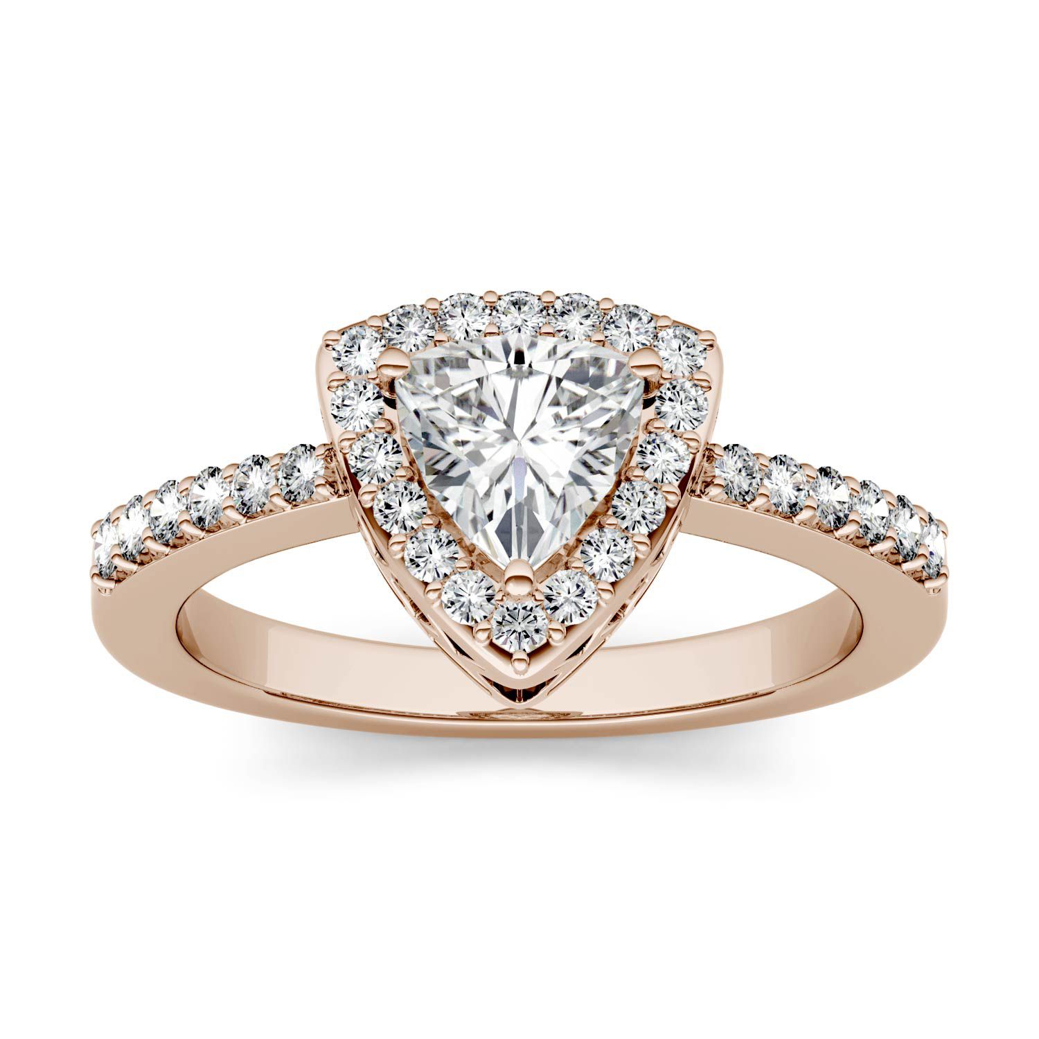 CHARLES & COLVARD: New Shape: Trillion Moissainte Halo With Side Accents Engagement Ring