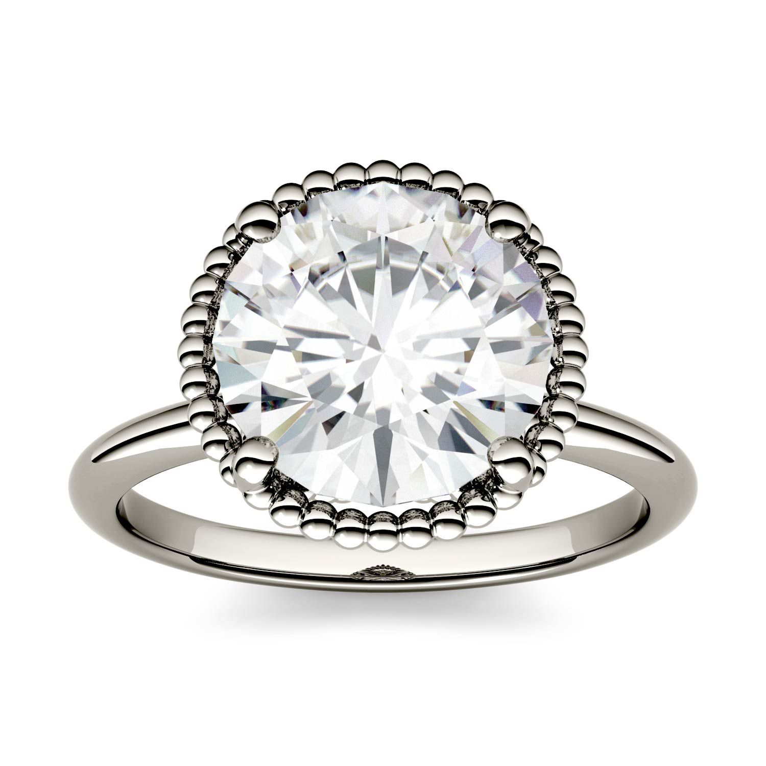 CHARLES & COLVARD: DEW Moissainte Beaded Solitaire Engagement Ring