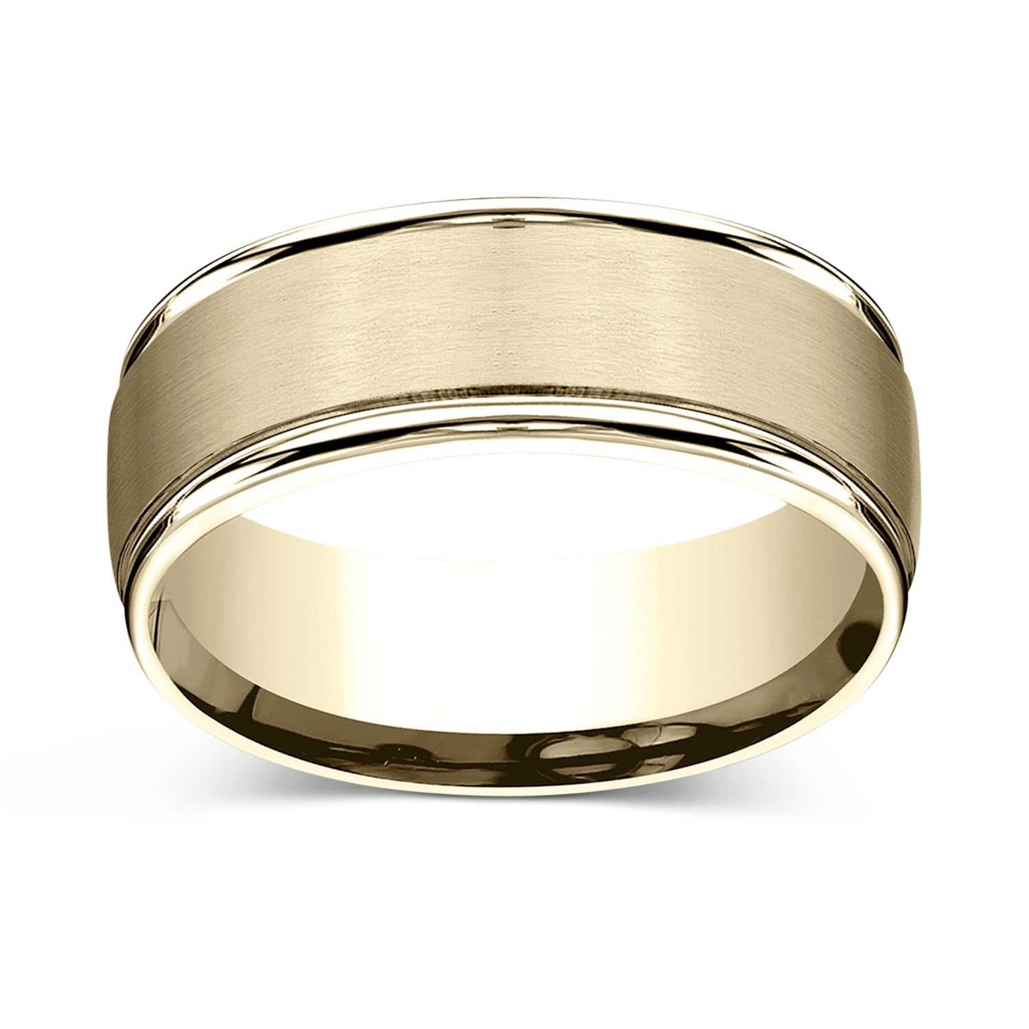 CHARLES & COLVARD: Satin Finish Center With Round Grooved Edges 8.0mm Wedding Band