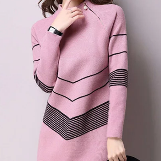 JustFashionNow: 10% Off Zipper Long Sleeve Geometric Knitted Sweater Dress