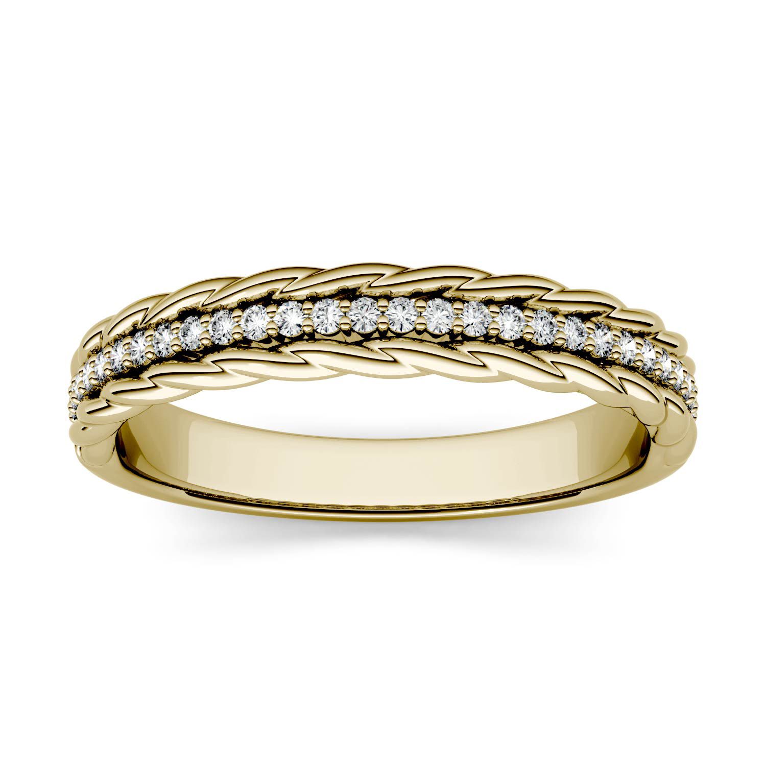 CHARLES & COLVARD: Round Colorless Moissanite Textured Stackable Band