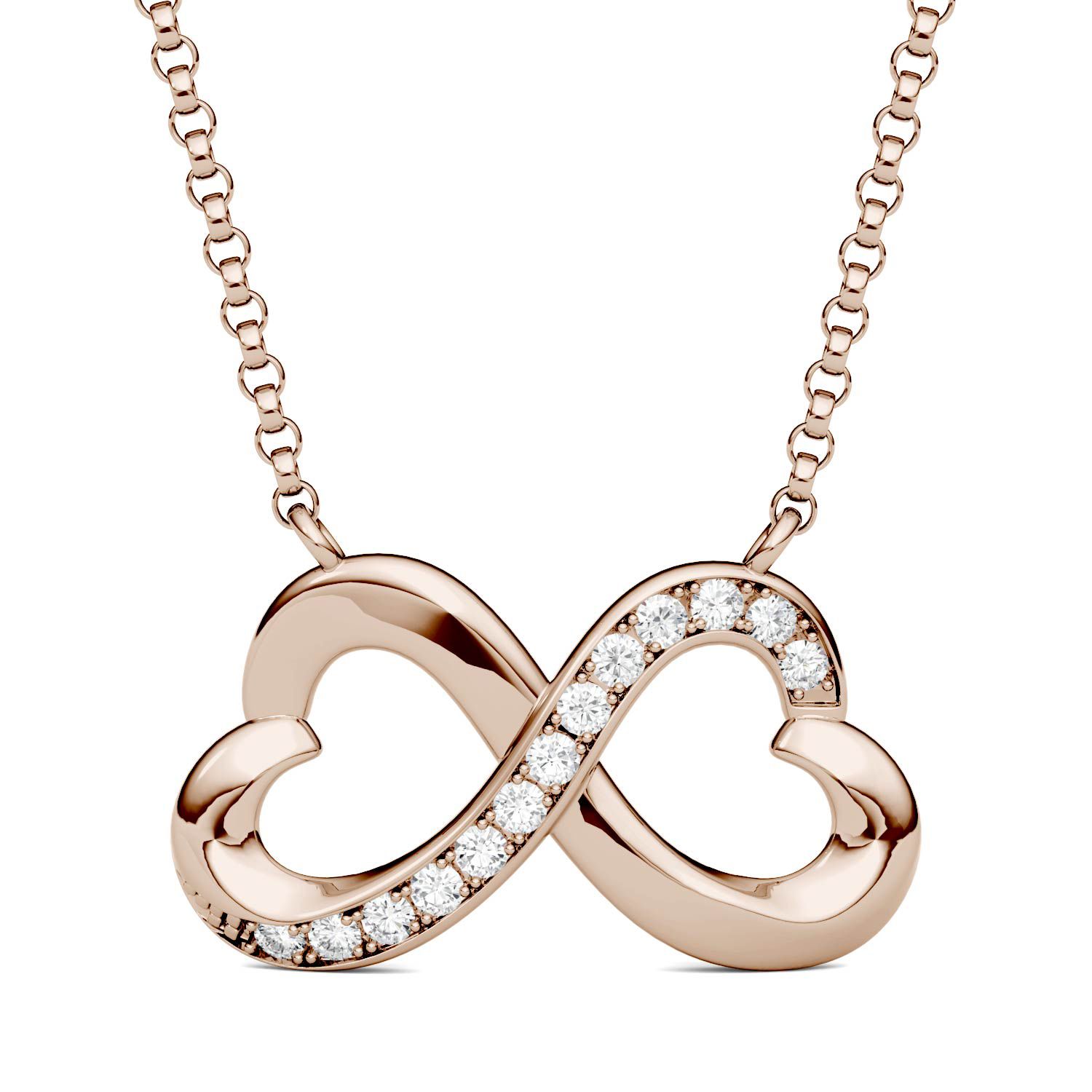 CHARLES & COLVARD: Round Colorless Moissanite Infinity Heart Necklace