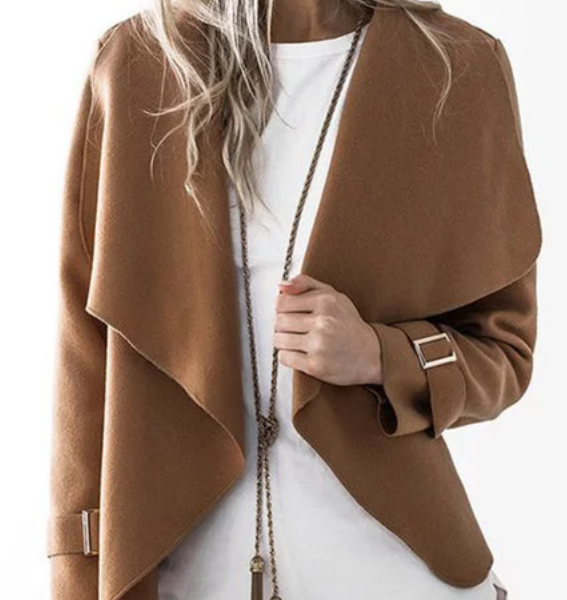 JustFashionNow: 14% Off Camel Solid Asymmetric Long Sleeve Jacket
