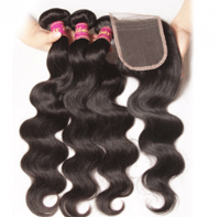 Unice: Peruvian Body Wave Lace Closure With 3pcs Human Hair Weave For $56