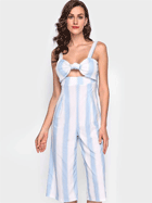 Chicgal: Striped Knot Padded Sleeveless Jumpsuit For $26