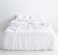 Bed Threads: White 100% Flax Linen Bedding Set From $250